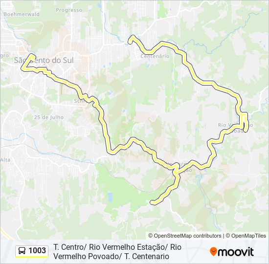 Mapa da linha 1003 de ônibus