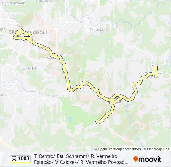 Mapa da linha 1003 de ônibus