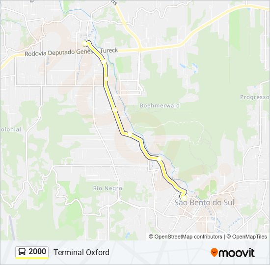 Mapa da linha 2000 de ônibus