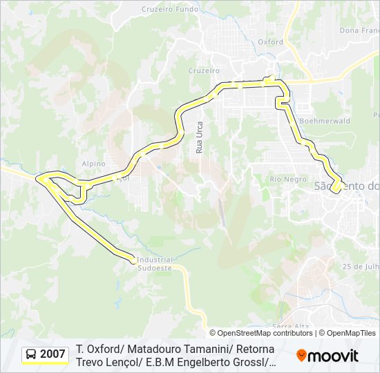 Mapa da linha 2007 de ônibus