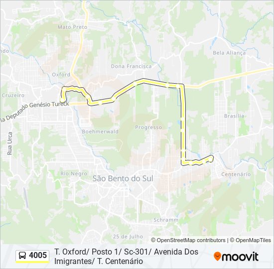 Mapa da linha 4005 de ônibus