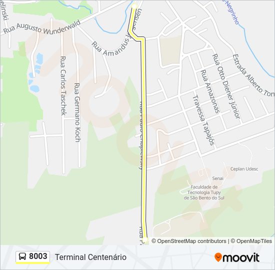 Mapa da linha 8003 de ônibus