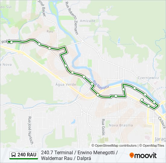 Mapa da linha 240 RAU de ônibus