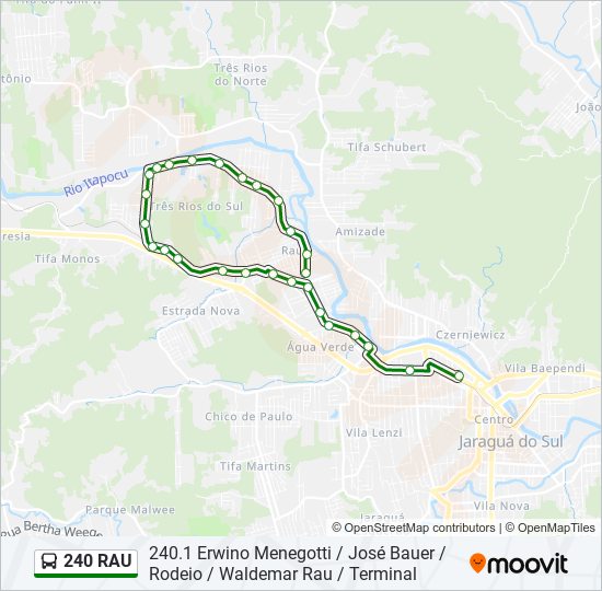 Mapa da linha 240 RAU de ônibus