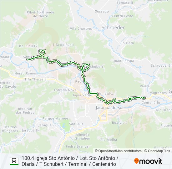 Mapa da linha 100 TRÊS RIOS de ônibus