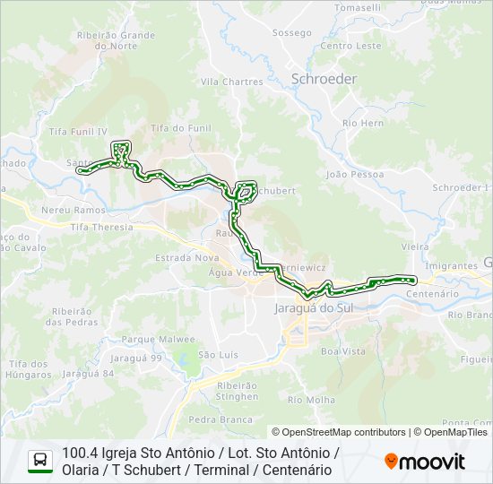 Mapa da linha 100 TRÊS RIOS de ônibus