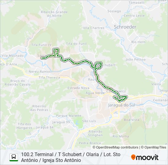 Mapa da linha 100 TRÊS RIOS de ônibus