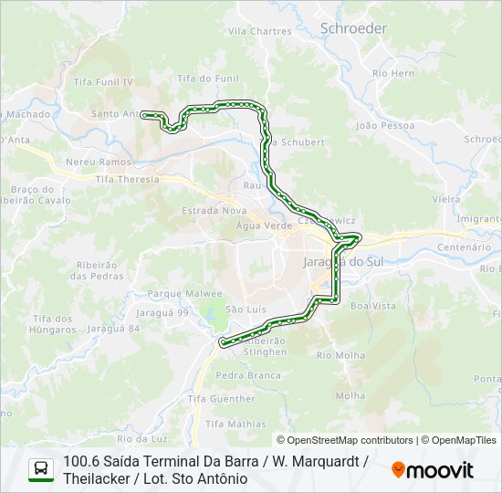 Mapa da linha 100 TRÊS RIOS de ônibus