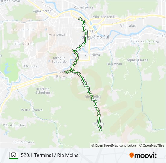 Mapa da linha 520 RIO MOLHA de ônibus