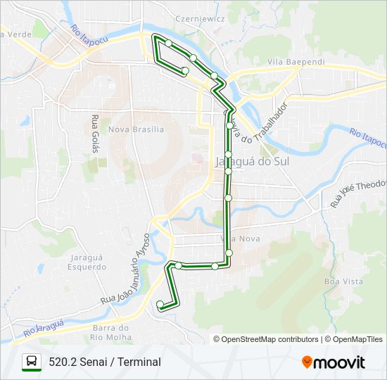 Mapa da linha 520 RIO MOLHA de ônibus