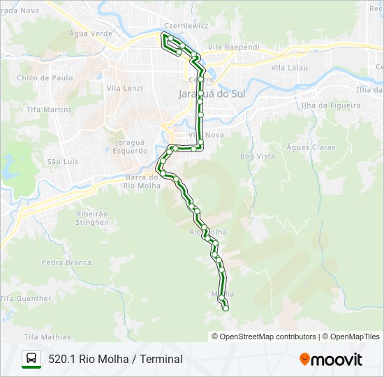 Mapa da linha 520 RIO MOLHA de ônibus