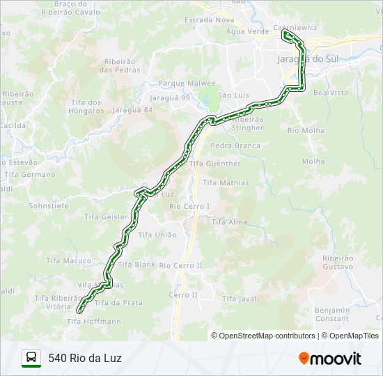 Mapa da linha 540 RIO DA LUZ de ônibus