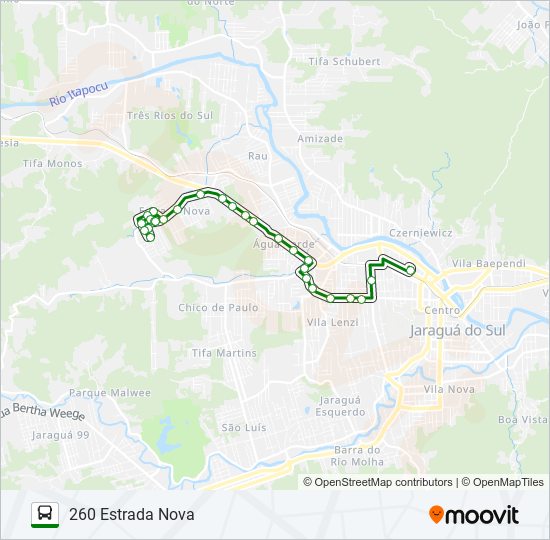 Mapa da linha 260 ESTRADA NOVA de ônibus