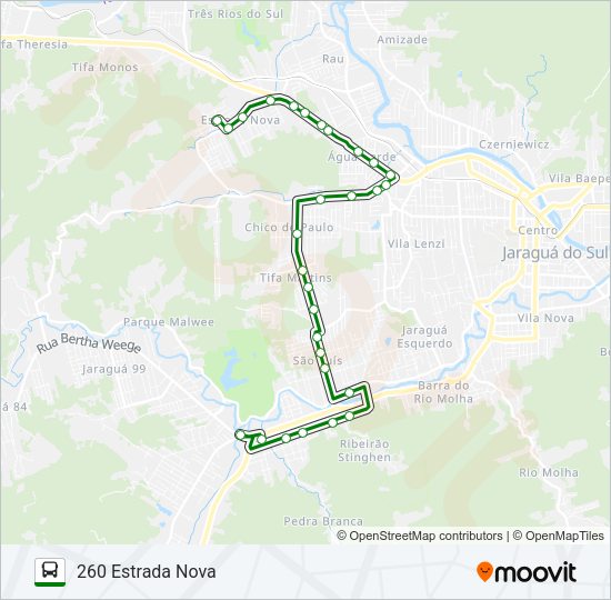 Mapa da linha 260 ESTRADA NOVA de ônibus