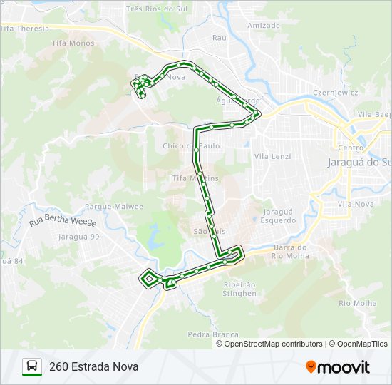 Mapa da linha 260 ESTRADA NOVA de ônibus