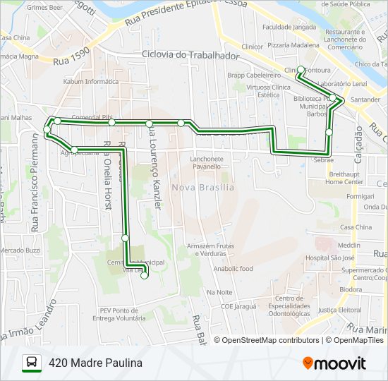 Mapa da linha 420 MADRE PAULINA de ônibus