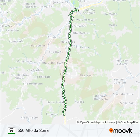 Mapa da linha 550 ALTO DA SERRA de ônibus