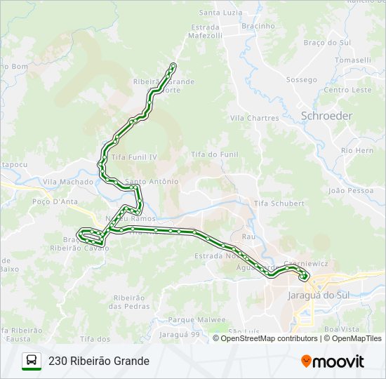 Mapa da linha 230 RIBEIRÃO GRANDE de ônibus