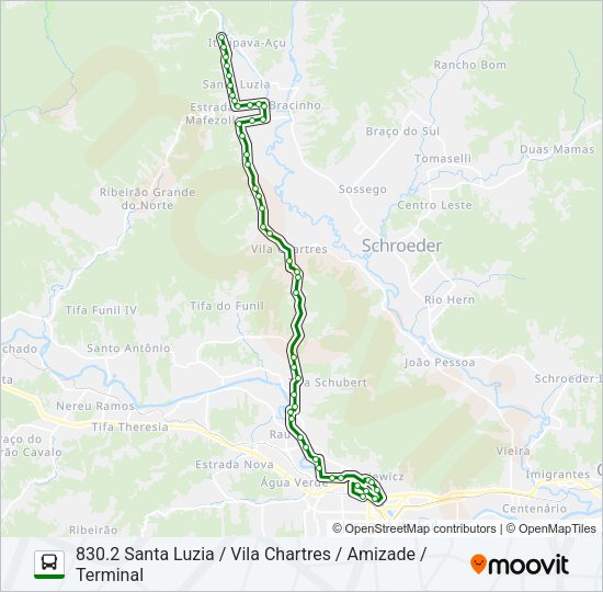 Mapa da linha 830 SANTA LUZIA de ônibus