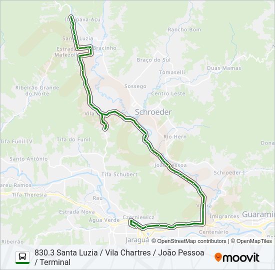 Mapa da linha 830 SANTA LUZIA de ônibus