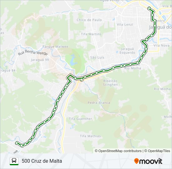 Mapa da linha 500 CRUZ DE MALTA de ônibus