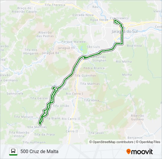 Mapa da linha 500 CRUZ DE MALTA de ônibus