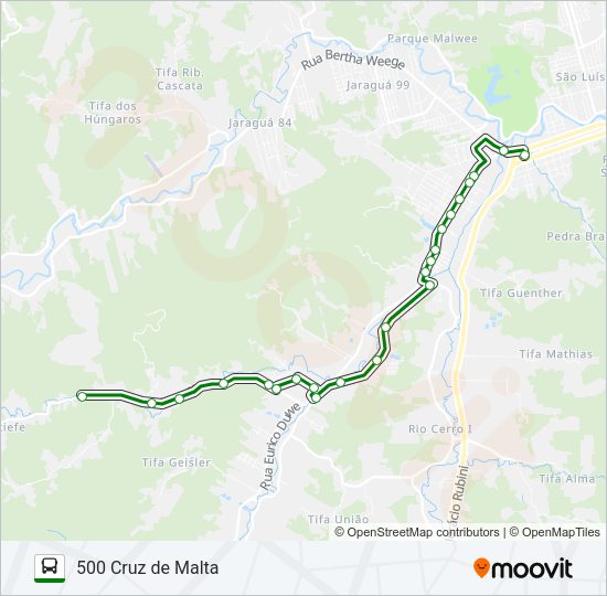 Mapa da linha 500 CRUZ DE MALTA de ônibus