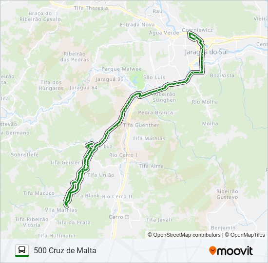 Mapa da linha 500 CRUZ DE MALTA de ônibus