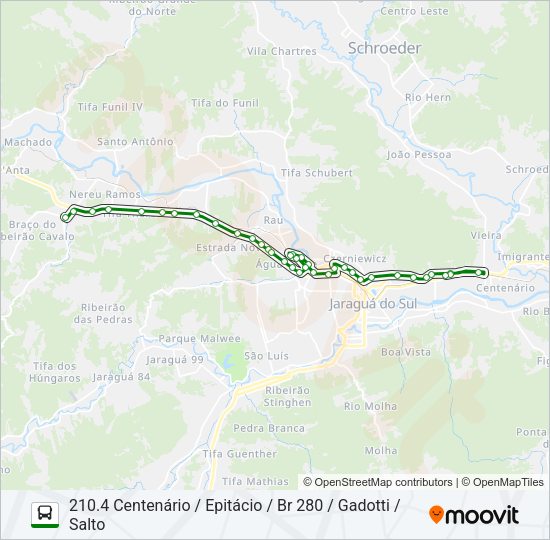 Mapa da linha 210 BRAÇO / SALTO / RIBEIRÃO CAVALO de ônibus