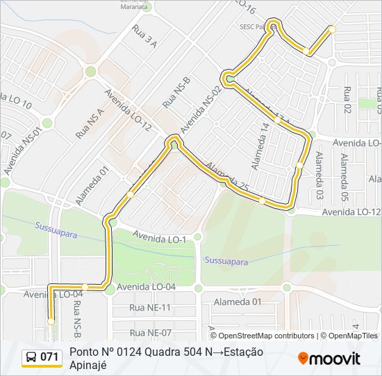 Mapa de 071 de autobús