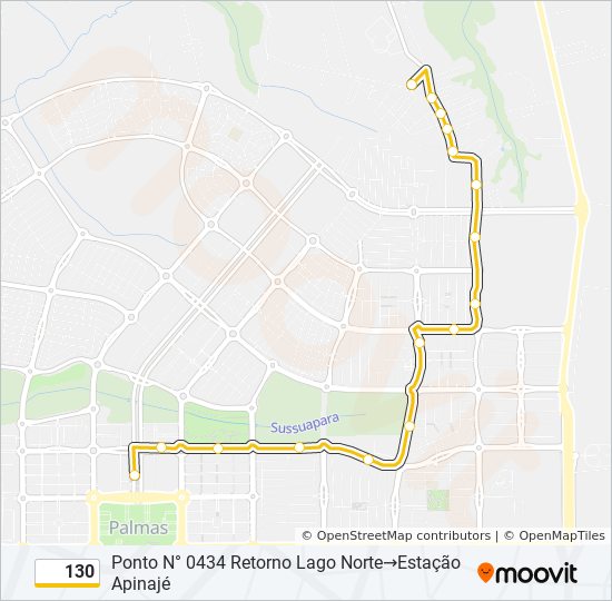 Mapa da linha 130 de ônibus