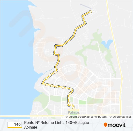 Mapa da linha 140 de ônibus