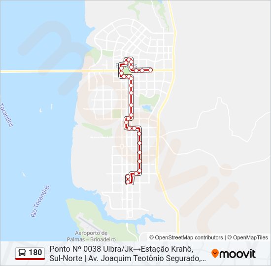 Mapa de 180 de autobús