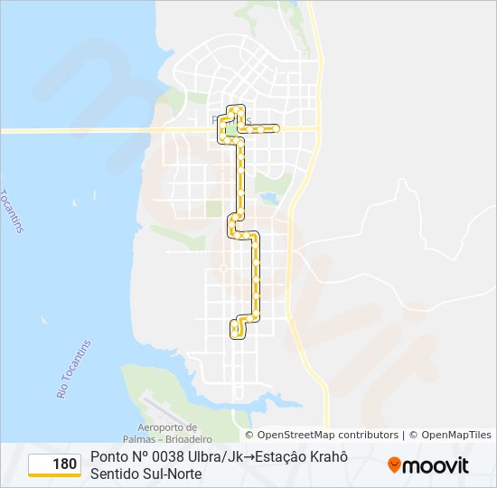 Mapa da linha 180 de ônibus