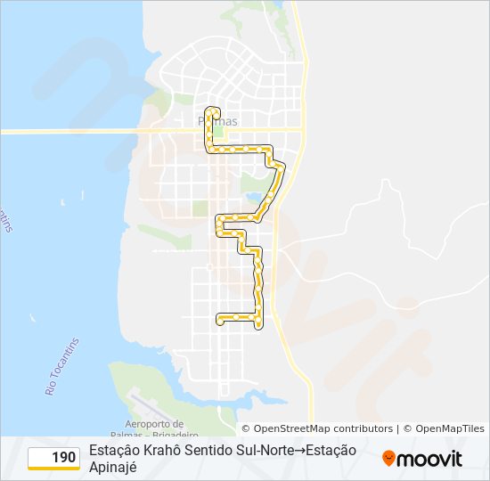 Mapa da linha 190 de ônibus