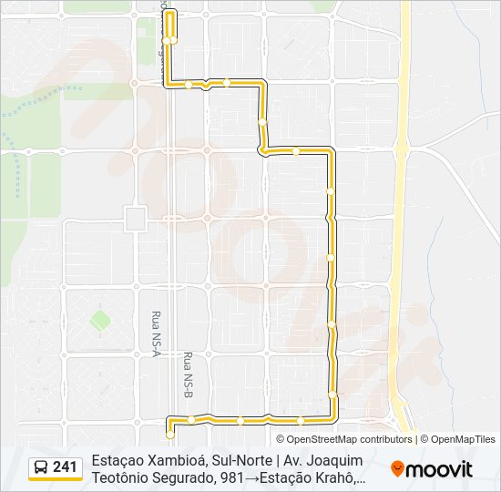 Mapa da linha 241 de ônibus