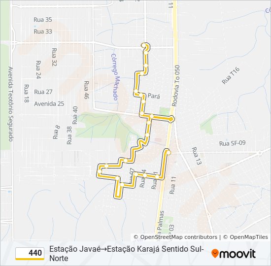 Mapa da linha 440 de ônibus