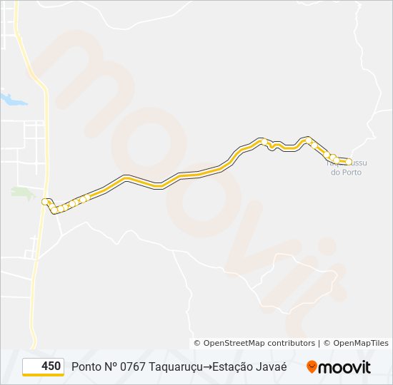 Mapa da linha 450 de ônibus