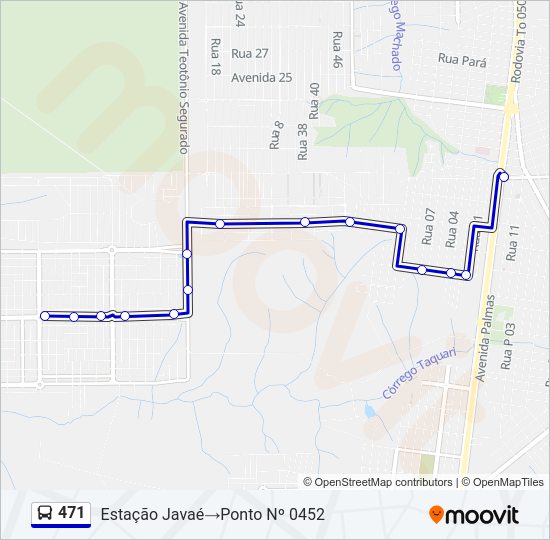 Mapa da linha 471 de ônibus