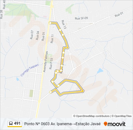 Mapa de 491 de autobús