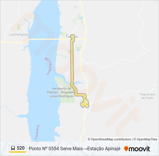 Mapa da linha 520 de ônibus