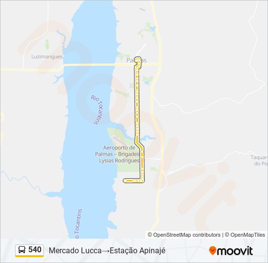 Mapa da linha 540 de ônibus