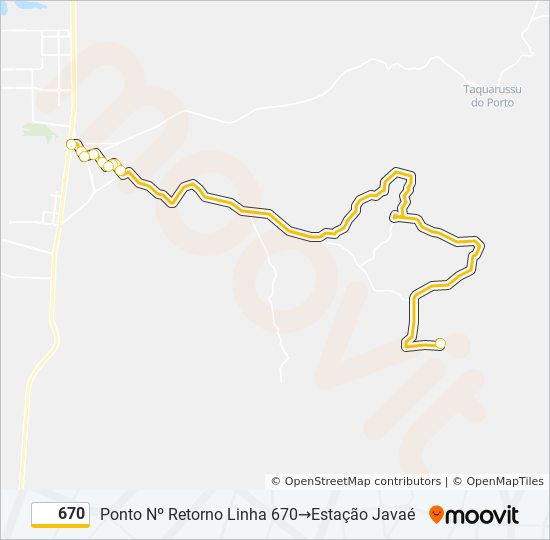 Mapa da linha 670 de ônibus