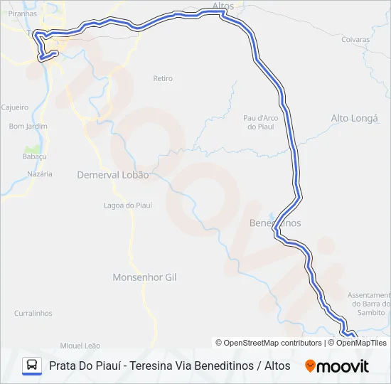 TERESINA - PRATA DO PIAUÍ - VIA BENEDITINOS Bus Line Map