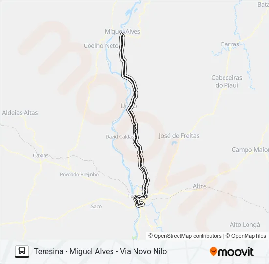 TERESINA - MIGUEL ALVES - VIA NOVO NILO Bus Line Map