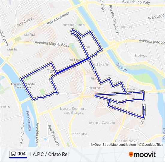 Mapa da linha 004 de ônibus