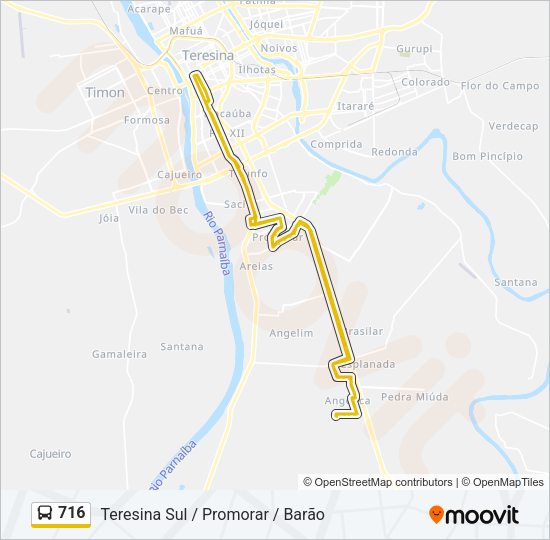 Mapa da linha 716 de ônibus