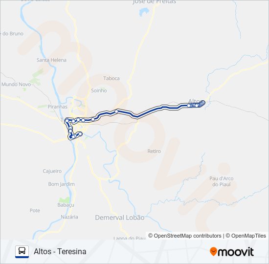 Mapa de TERESINA - ALTOS de autobús