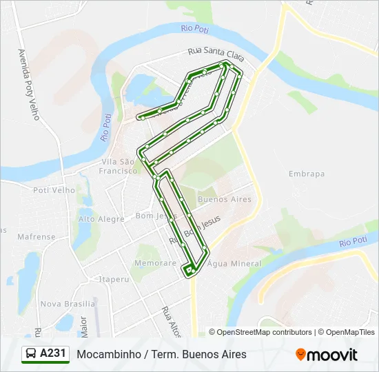 A231 Bus Line Map
