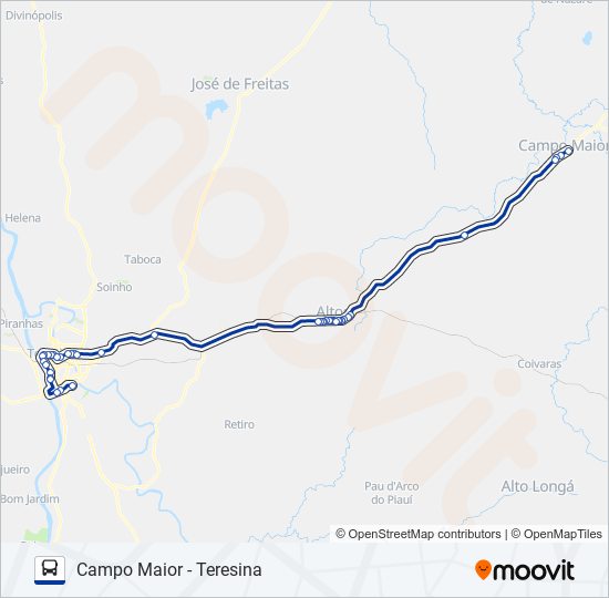 Mapa da linha TERESINA - CAMPO MAIOR de ônibus